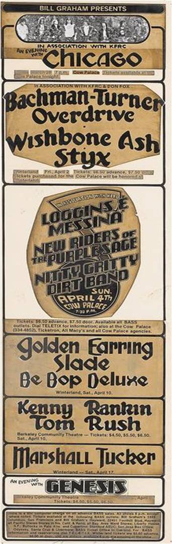 Golden Earring show ad April 10, 1976 San Francisco - Winterland